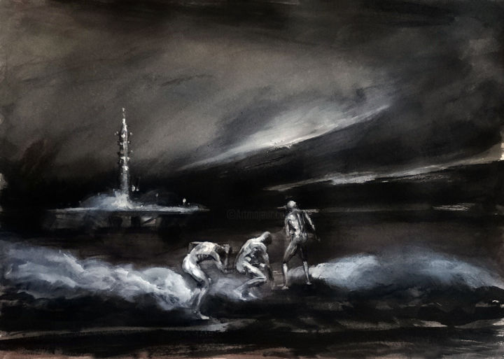 Malerei mit dem Titel "Dance of the Doomed" von Pascal Fessler, Original-Kunstwerk, Acryl