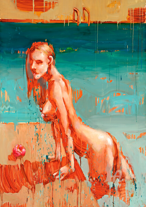 Schilderij getiteld "Pool Eve 05" door Thekairos, Origineel Kunstwerk, Olie