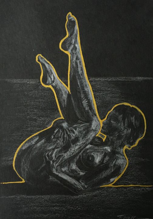 Zeichnungen mit dem Titel "Yes" von Thekla Kellmann, Original-Kunstwerk, Pastell