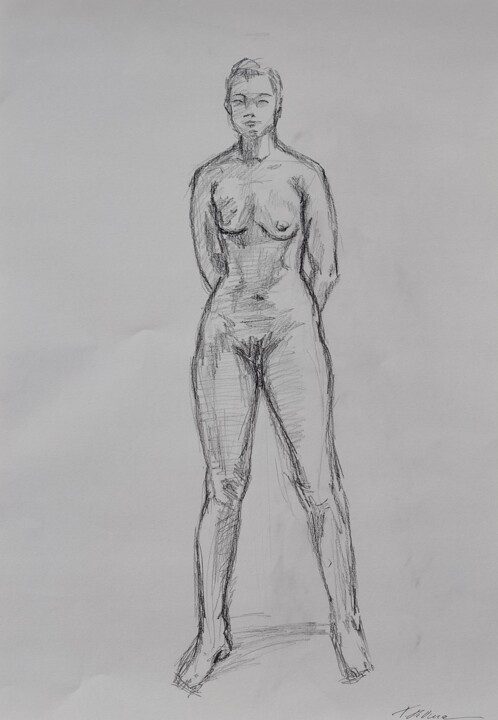 Zeichnungen mit dem Titel "Nude Portrait Women…" von Thekla Kellmann, Original-Kunstwerk, Bleistift