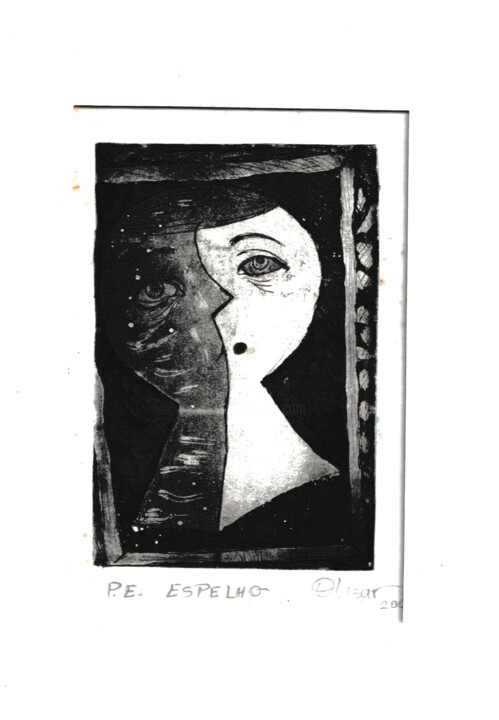Estampas & grabados titulada "ESPELHO" por Thelmo Silveira, Obra de arte original, Aguafuerte