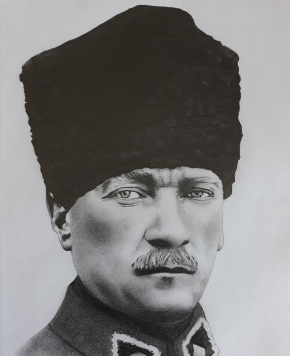Drawing titled "Mustafa kemal atatü…" by Ali Bulut, Original Artwork, Chalk