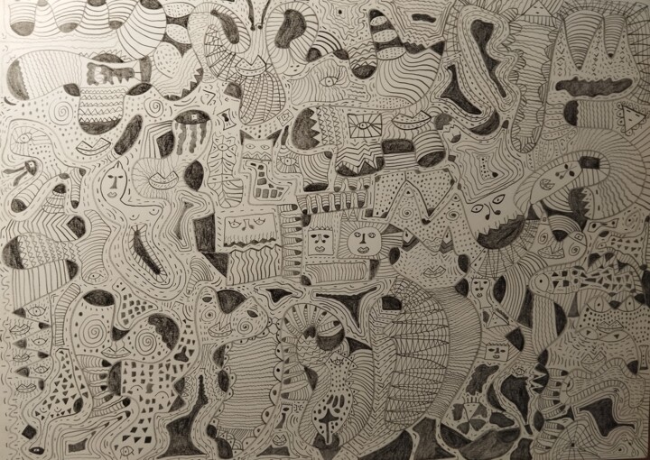 Dessin intitulée "Nothingness 7" par Themis Man, Œuvre d'art originale, Crayon
