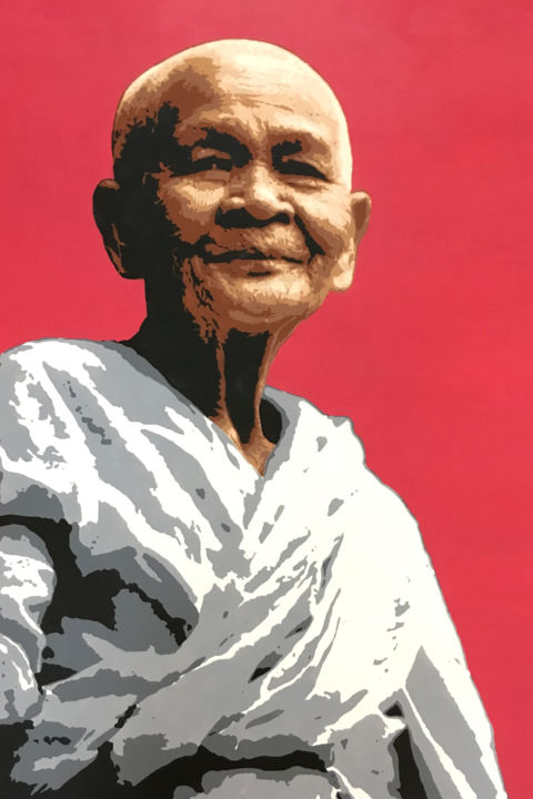 "The Lady (Red)" başlıklı Tablo The Monk Stencils tarafından, Orijinal sanat, Akrilik