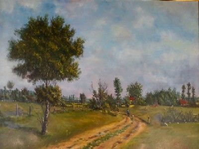 Painting titled "Le chemin du Pere F…" by Cedric Thenot, Original Artwork, Oil