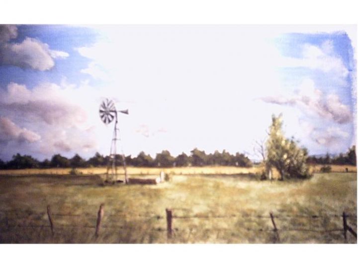 「l'éolienne」というタイトルの絵画 Cedric Thenotによって, オリジナルのアートワーク