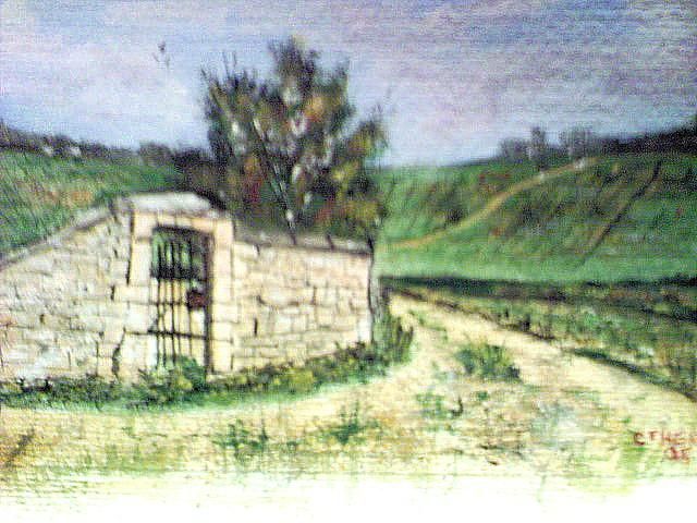 Painting titled "Clos Marolle, Givry" by Cedric Thenot, Original Artwork