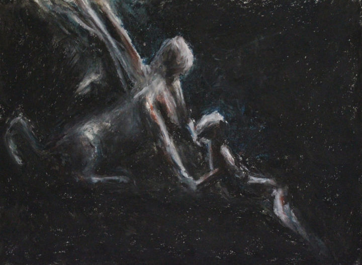 Peinture intitulée "La Sphinge et l'Hom…" par Théo Bernal, Œuvre d'art originale, Pastel