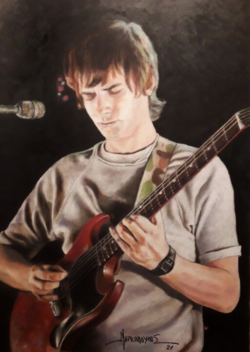 Painting titled "MIKE OLDFIELD" by Theodoros Markopoulos, Original Artwork, Pastel
