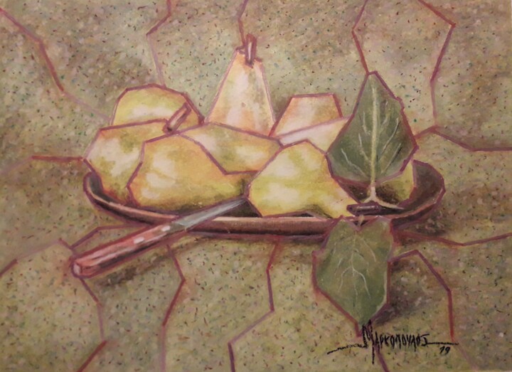 Painting titled "PEARS" by Theodoros Markopoulos, Original Artwork, Pastel