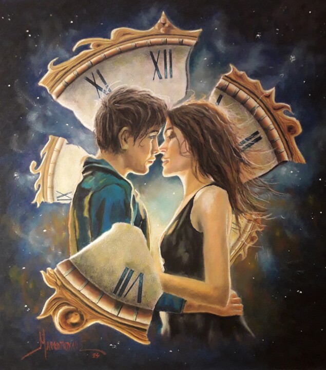 Painting titled "Lovers' time." by Theodoros Markopoulos, Original Artwork, Pastel