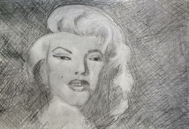 Drawing titled "Marilyn Monroe" by Theofilos Mpampoulis, Original Artwork, Pencil
