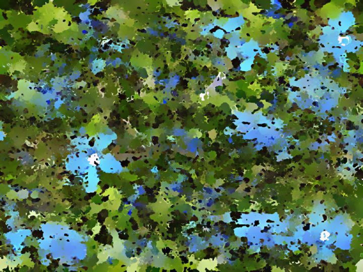 Digital Arts titled "blue flowers" by Théognis, Original Artwork, Digital Painting