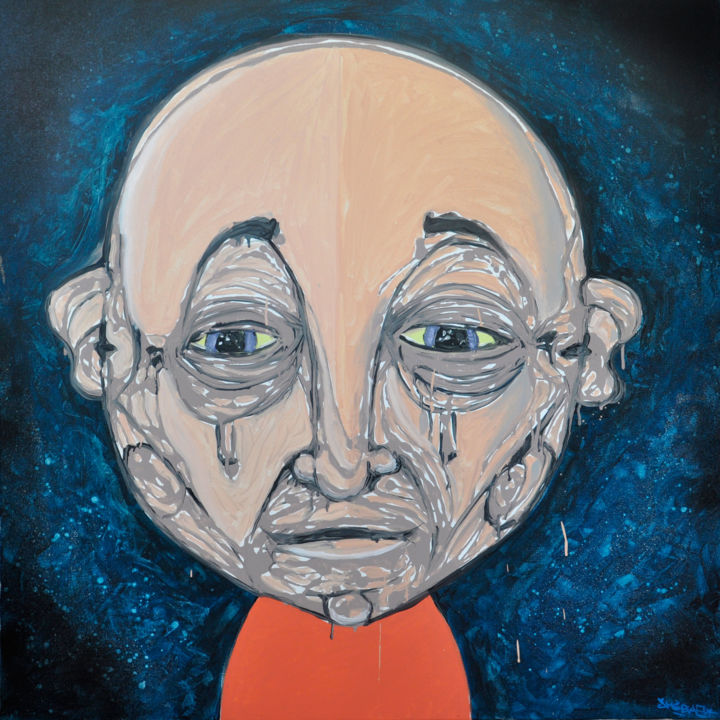 Peinture intitulée "La grosse tête" par Shéba, Œuvre d'art originale, Acrylique
