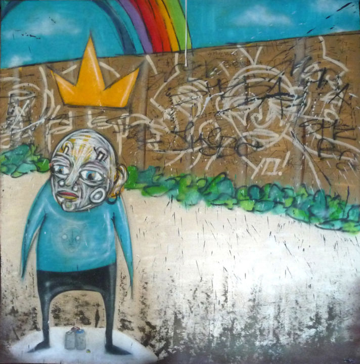 Malarstwo zatytułowany „Graffiti Rainbow” autorstwa Shéba, Oryginalna praca, Farba w spray'u