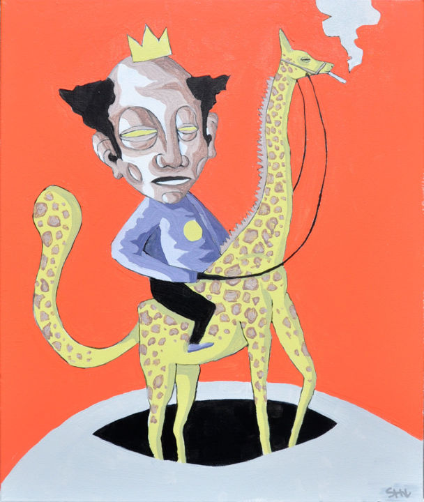 Malerei mit dem Titel "Girafier" von Shéba, Original-Kunstwerk, Acryl