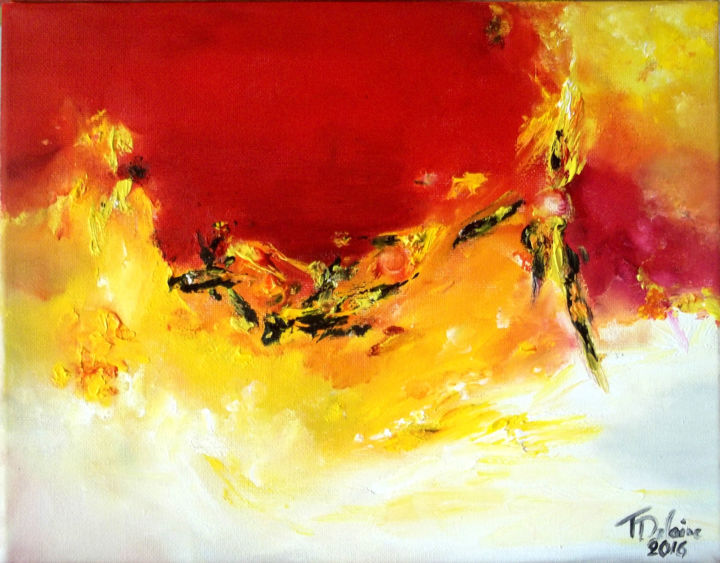 Painting titled "Pulsions" by Théophile Delaine, Original Artwork, Oil