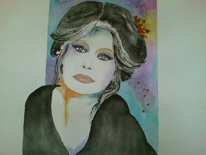 Painting titled "B.B.  INSPIRATION" by Thérese Hanot, Original Artwork, Watercolor