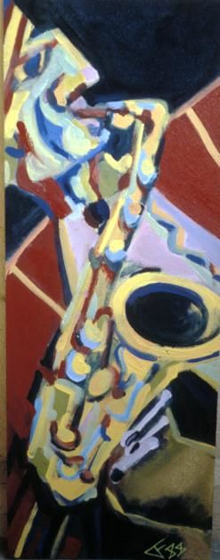Peinture intitulée "saxophoniste" par Frederic Therisod, Œuvre d'art originale