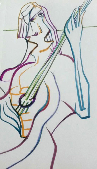 Drawing titled "guitariste.jpg" by Frederic Therisod, Original Artwork