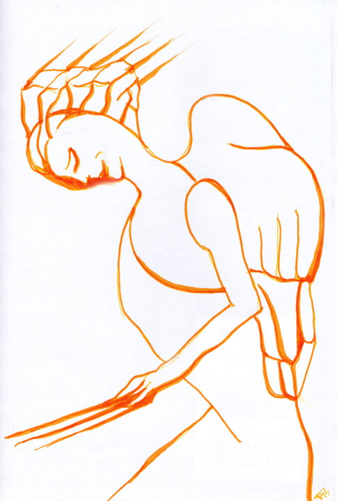 Dessin intitulée "anges.jpg" par Frederic Therisod, Œuvre d'art originale