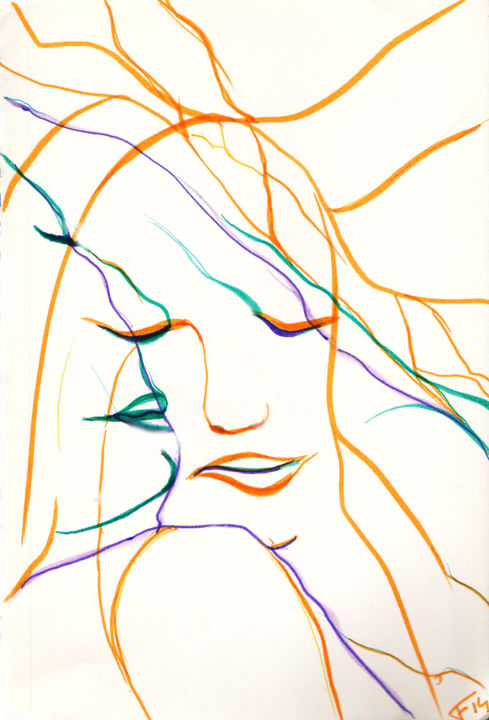 Dessin intitulée "kiss1.jpg" par Frederic Therisod, Œuvre d'art originale