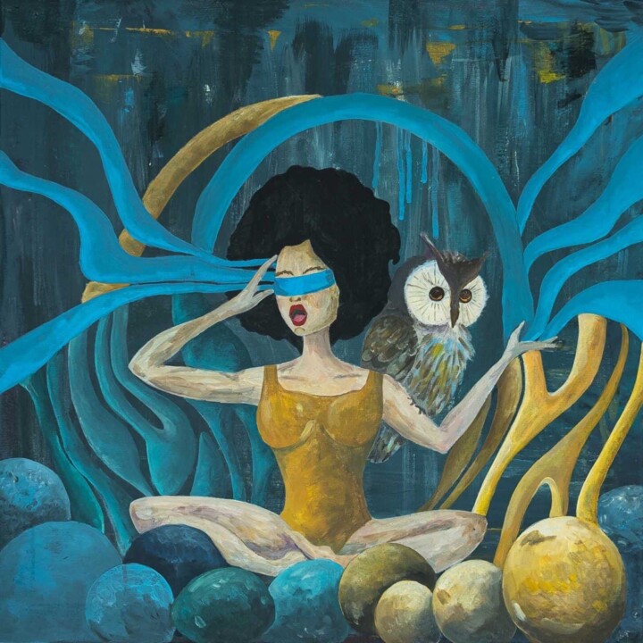 Painting titled "REFLECTION" by Elena Chictenco, Original Art, Acrylic Mounted on Stretcher frame