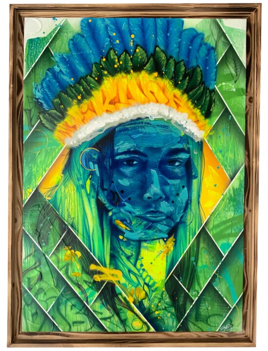 Peinture intitulée "Tikuna" par Loic Thiery, Œuvre d'art originale, Acrylique Monté sur Châssis en bois