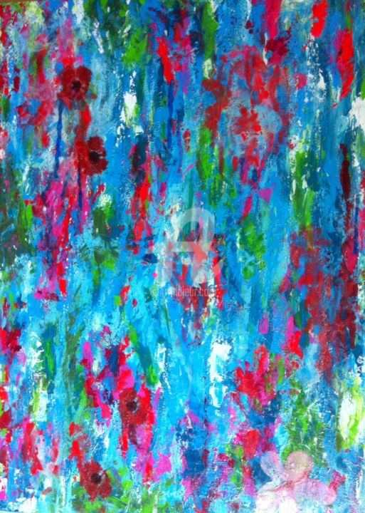 Painting titled "Jardin aquatique 1" by Hélène Thevenon, Original Artwork