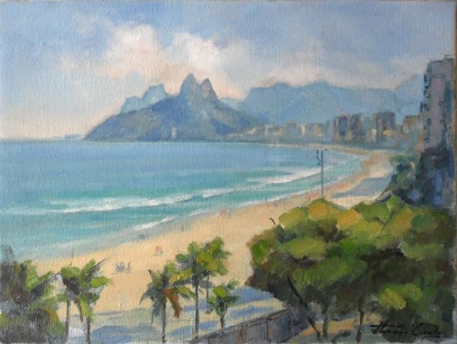 Painting titled "Praia de Ipanema RJ" by Thiago Castro, Original Artwork