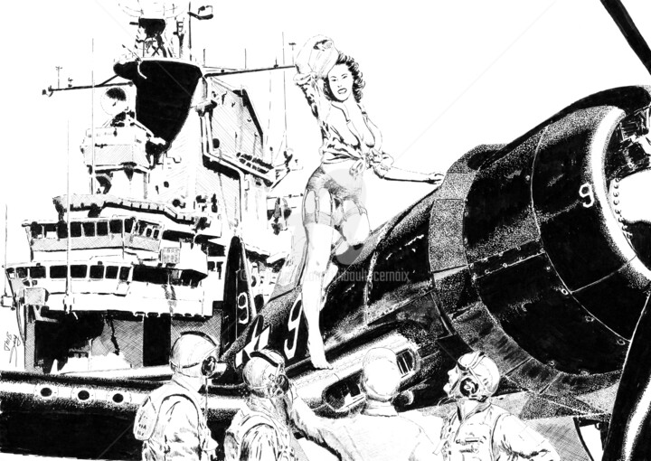 Desenho intitulada "Navy" por Thibault Cernaix, Obras de arte originais, Tinta