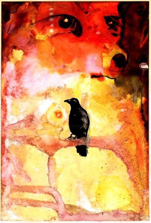 Peinture intitulée "le corbeau et le re…" par Éric Thibodeau, Œuvre d'art originale