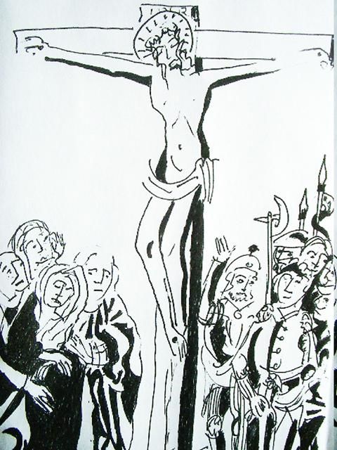 Peinture intitulée "jesusurlacroix.jpg" par Éric Thibodeau, Œuvre d'art originale