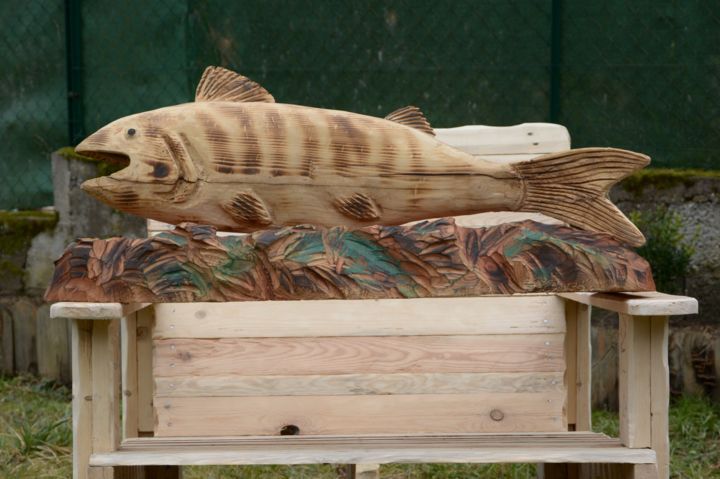 Escultura intitulada "poisson" por Sculpture Sur Bois, Obras de arte originais, Madeira