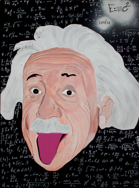 Malerei mit dem Titel "Einstein" von Thierry Angot, Original-Kunstwerk, Acryl