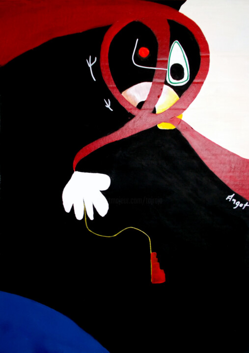 Painting titled "Personnage noir #ar…" by Thierry Angot, Original Artwork, Acrylic