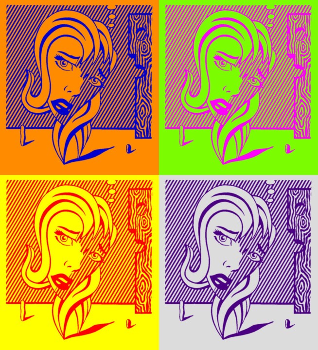 Digital Arts titled "Lichtenstein Pop Art" by Thierry Angot, Original Artwork, Photo Montage
