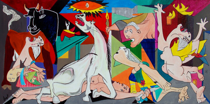 Pintura titulada "Guernica" por Thierry Angot, Obra de arte original, Acrílico