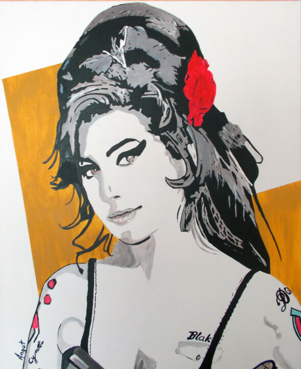Peinture intitulée "Amy Winehouse" par Thierry Angot, Œuvre d'art originale, Acrylique Monté sur Châssis en bois