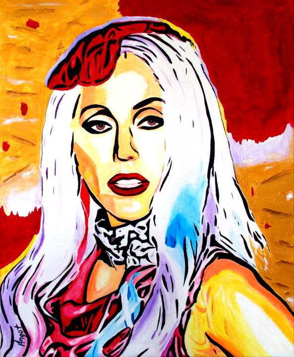 Peinture intitulée "Lady Gaga" par Thierry Angot, Œuvre d'art originale, Acrylique Monté sur Châssis en bois