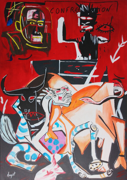 Pintura titulada "Confrontation" por Thierry Angot, Obra de arte original, Acrílico Montado en Bastidor de camilla de madera