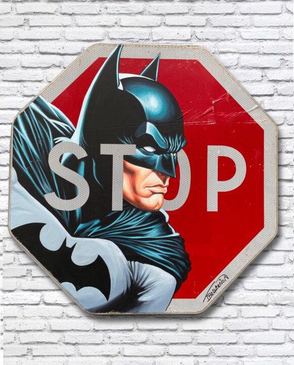 Painting titled "Batman stop" by Thierry Beaudenon, Original Artwork, Acrylic