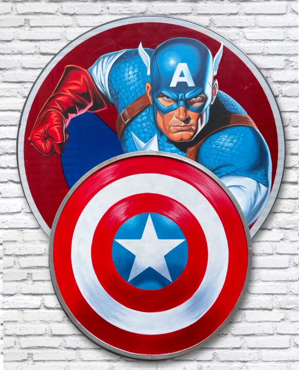 Painting titled "Captain america .jpg" by Thierry Beaudenon, Original Artwork, Acrylic