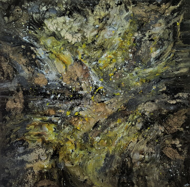 Painting titled "Deep space" by Thierry Blanc (T3L), Original Artwork, Enamel