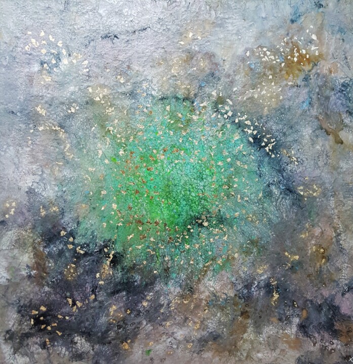 Peinture intitulée "Lichens" par Thierry Blanc (T3L), Œuvre d'art originale, Peinture vitrail