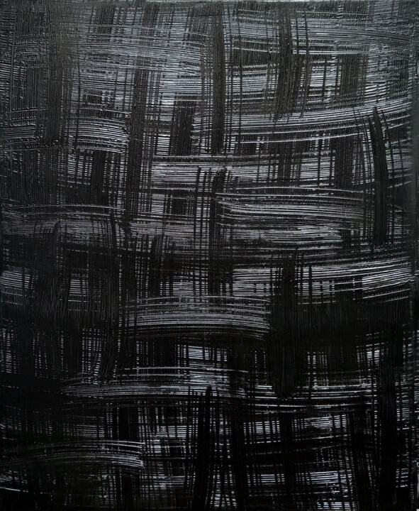 Painting titled "Noir Monochrome" by Thierry Brusquet, Original Artwork, Acrylic Mounted on Wood Stretcher frame