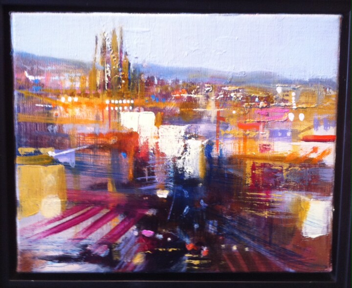 Painting titled "barcelone" by Thierry Carton, Original Artwork, Oil