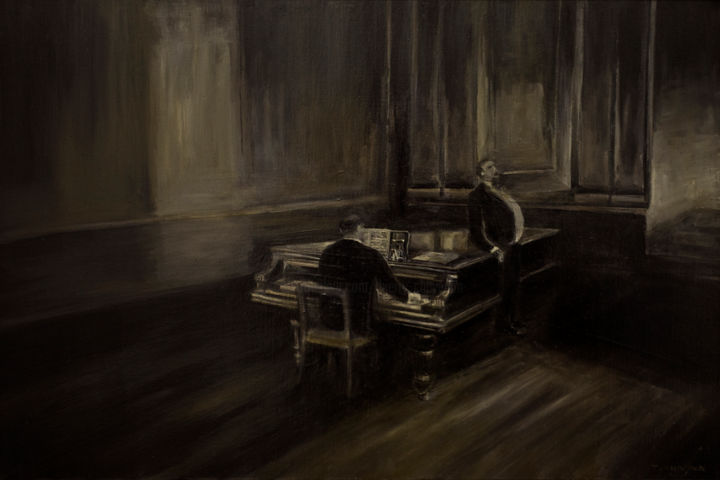 Malerei mit dem Titel "Akademie" von Thierry Chavenon, Original-Kunstwerk, Öl