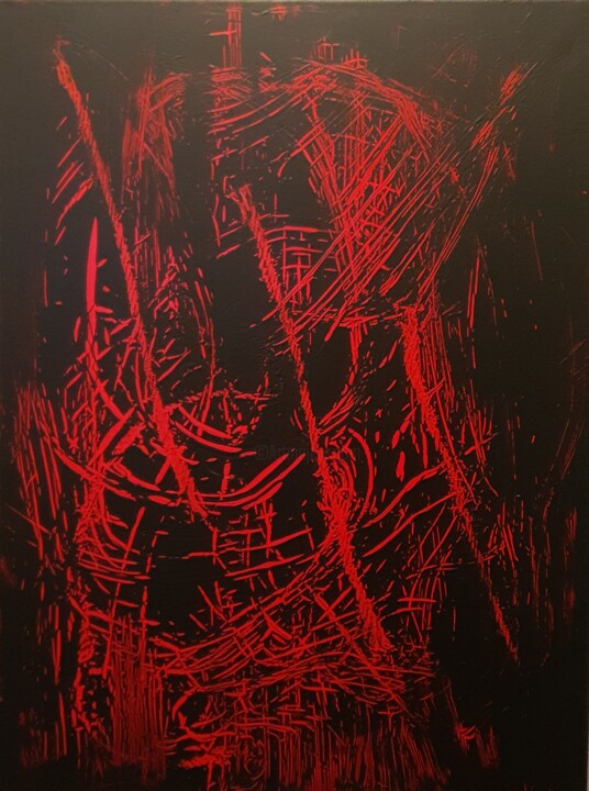 Peinture intitulée "Femme en rouge" par Thierry Deluc, Œuvre d'art originale, Acrylique