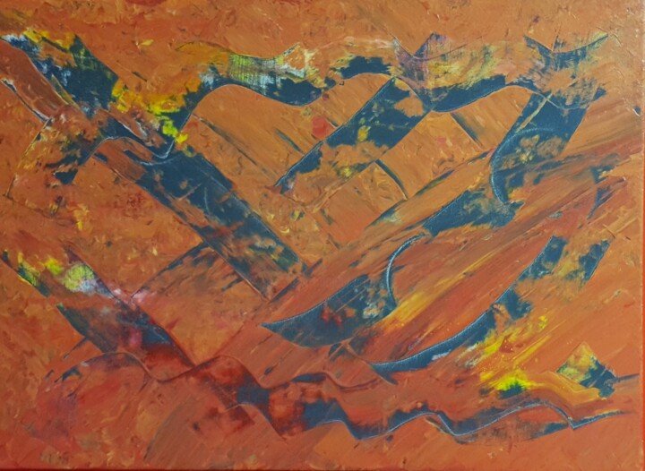 Painting titled "Une rivière coule a…" by Thierry Deluc, Original Artwork, Acrylic